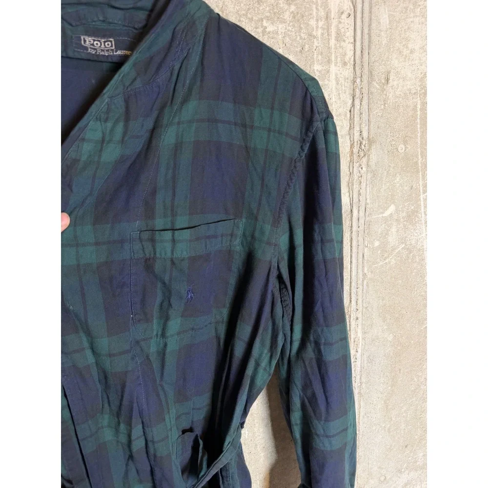 Polo Ralph Lauren Blackwatch Plaid Robe Mens Medium Green Navy Made in USA